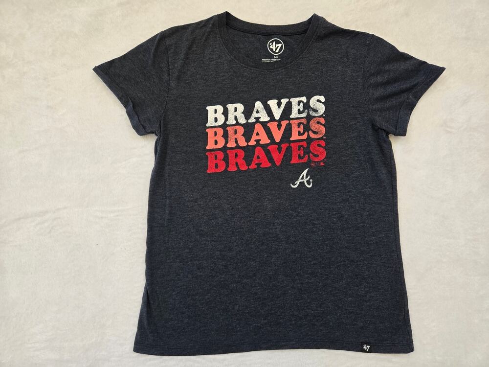 47 Brand Atlanta Braves Womens Short Sleeve Tee Gray Size Small